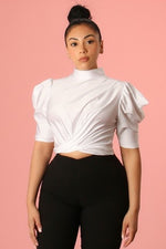 Load image into Gallery viewer, Satin puff sleeve top
