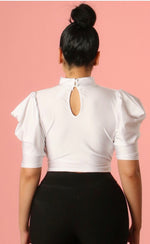 Load image into Gallery viewer, Satin puff sleeve top
