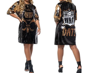 NOS “Who Dat” Sequin Jersey Tunic/Dress