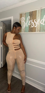 Load image into Gallery viewer, Rhinestone Cut Out Jumpsuit
