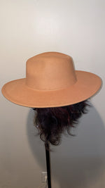 Load image into Gallery viewer, Camel Wide Brim Red Bottom Fedora
